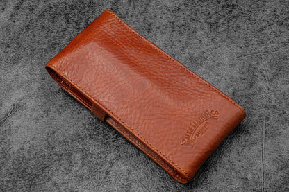 Legacy Collection Leather TwinFlip Pen Case For 3 Pens - Deep Cognac