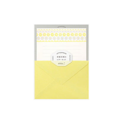 Letterpress Flower Line Yellow