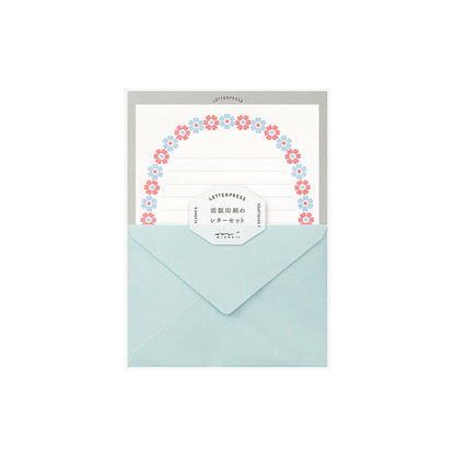 Letterpress Flower Frame Light Blue