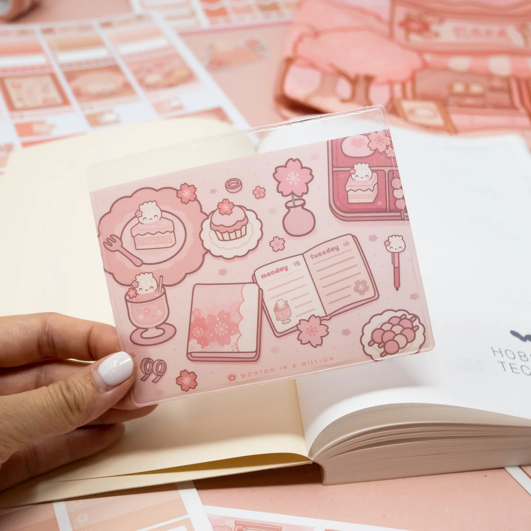 Café Sakura Adhesive Storage Pocket