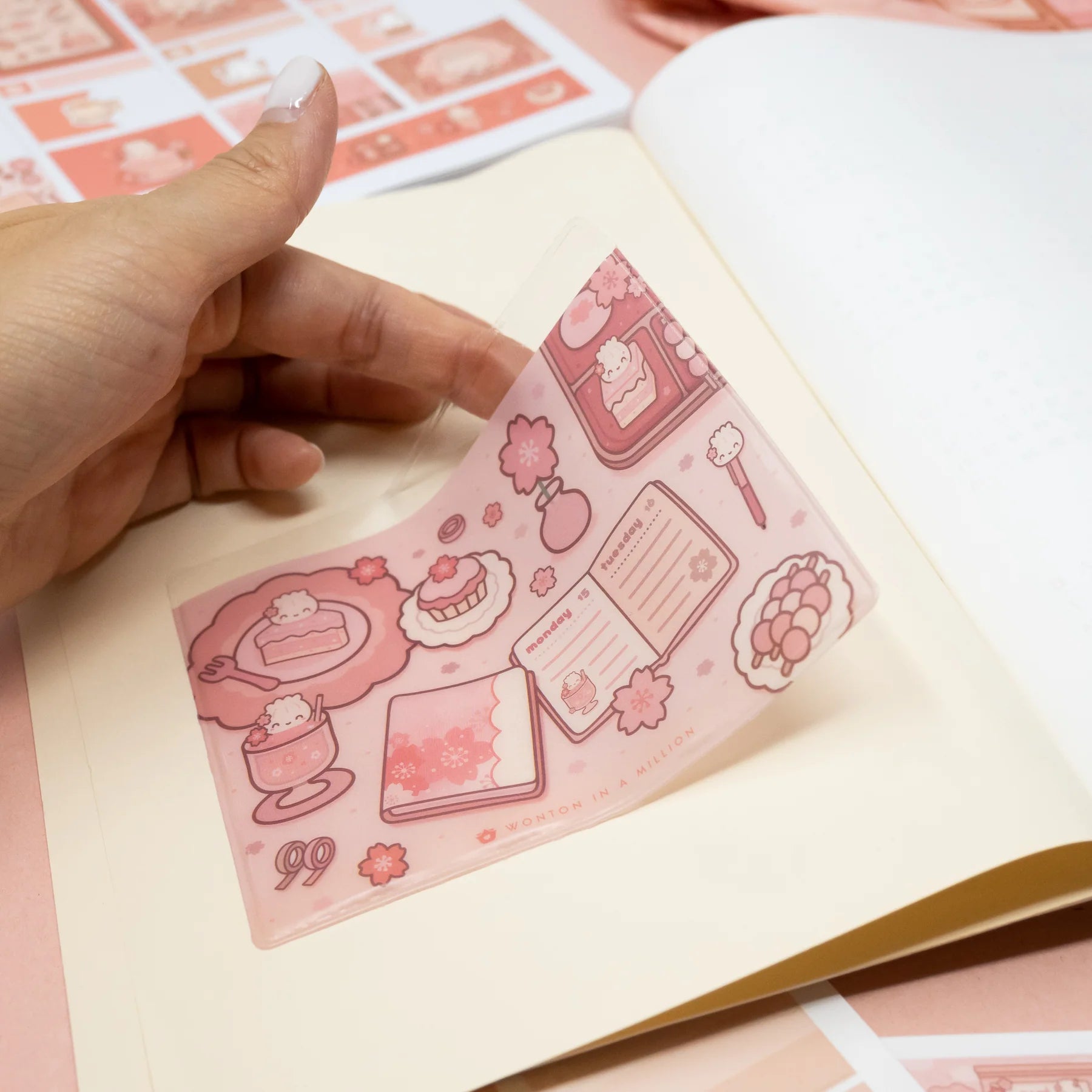 Café Sakura Adhesive Storage Pocket
