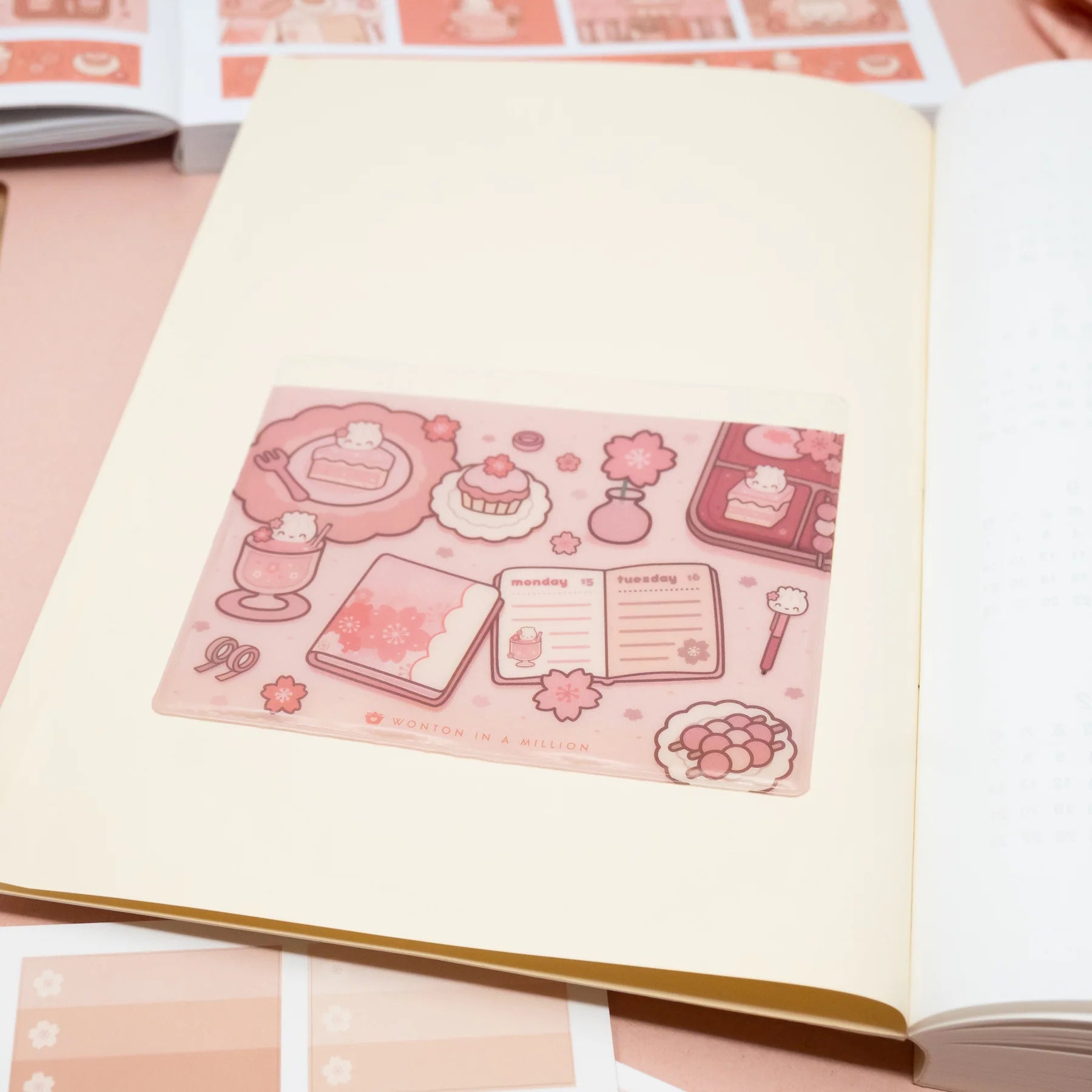 Café Sakura Adhesive Storage Pocket