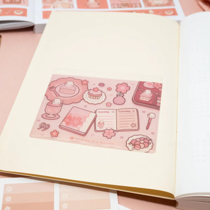Café Sakura Adhesive Storage Pocket