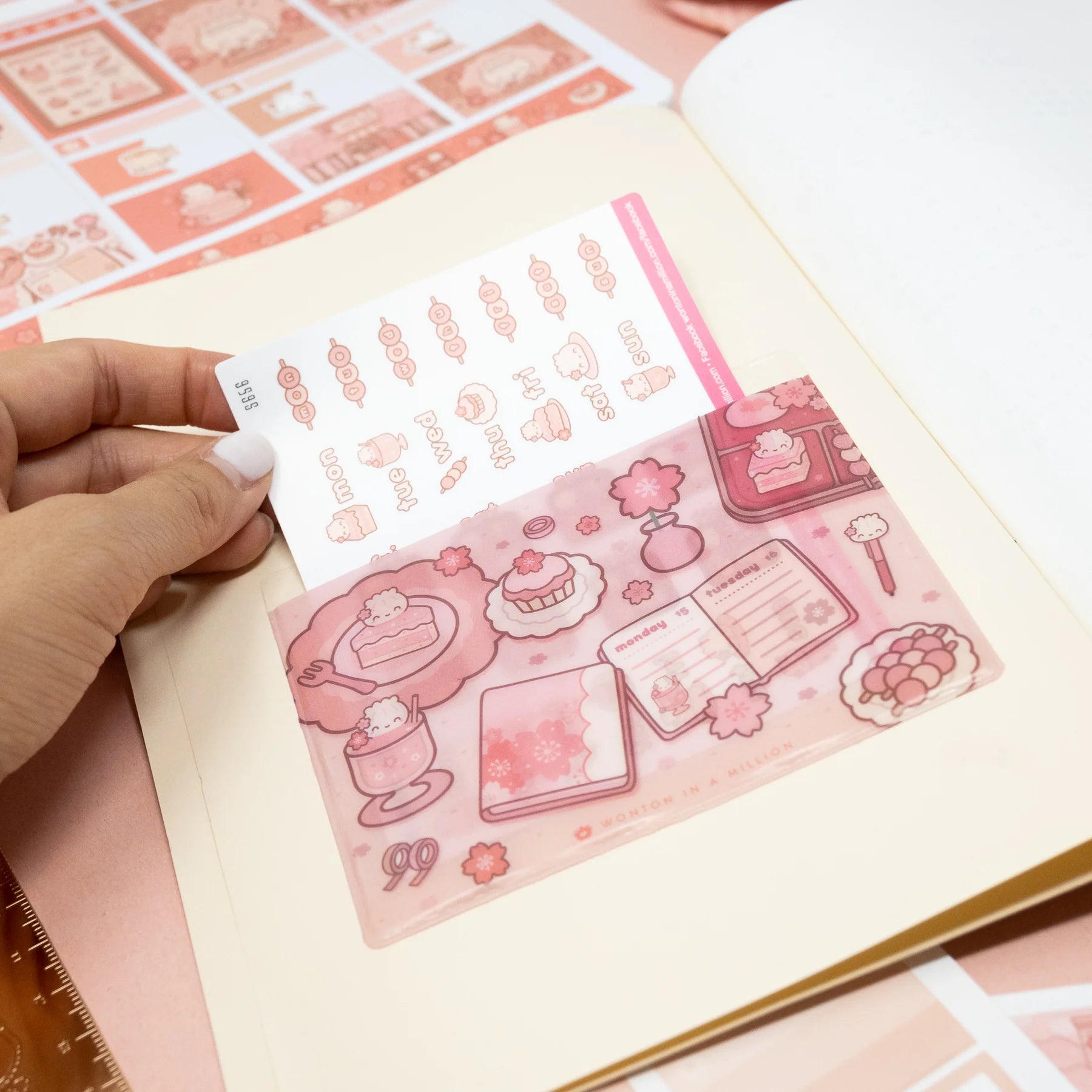 Café Sakura Adhesive Storage Pocket