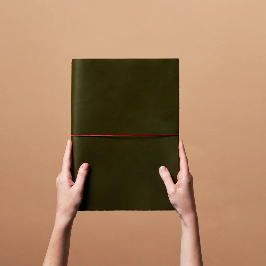 grand voyageur leather journal olive green (a4)