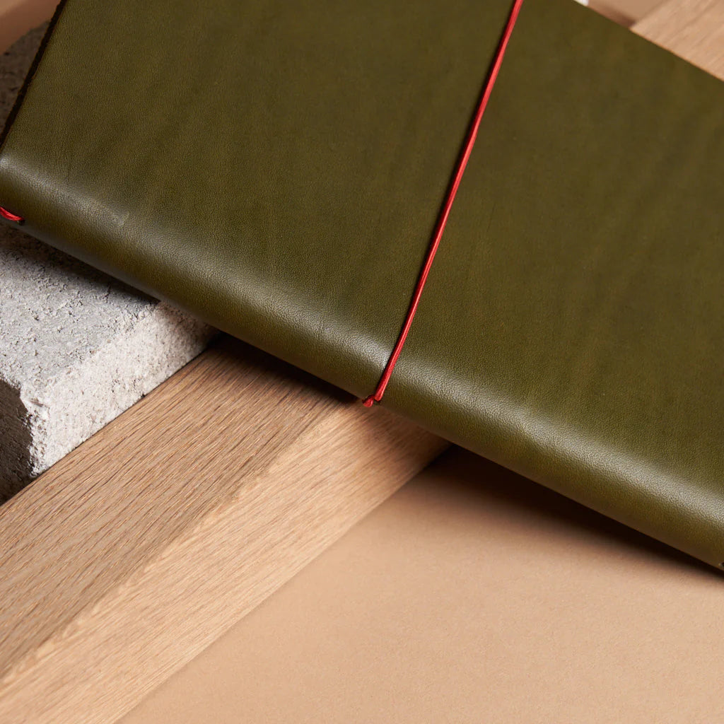 grand voyageur leather journal olive green (xl)
