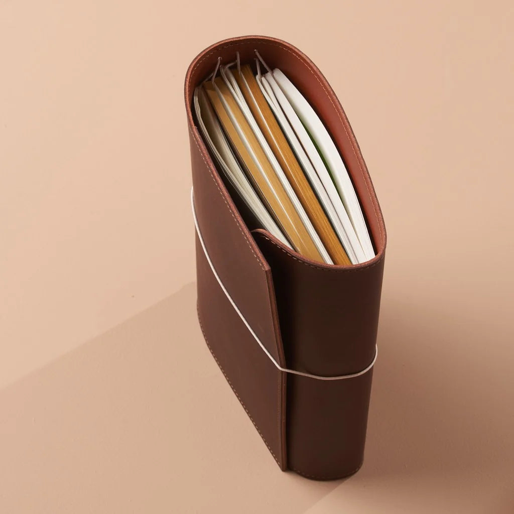 le trifold leather journal chestnut & cognac (a5)