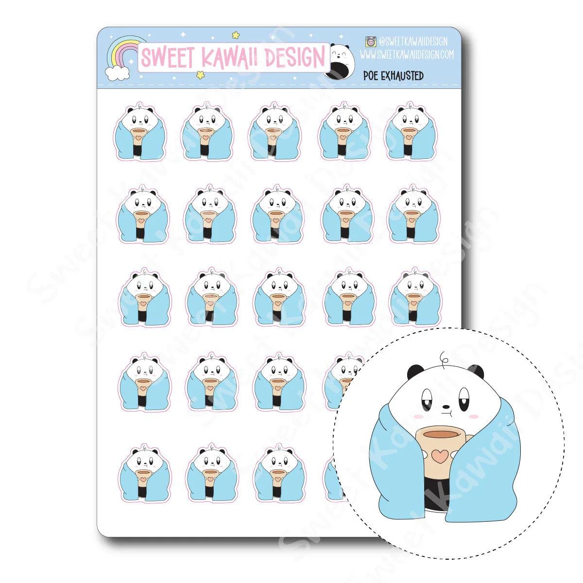 Kawaii Poe Stickers - Exhausted