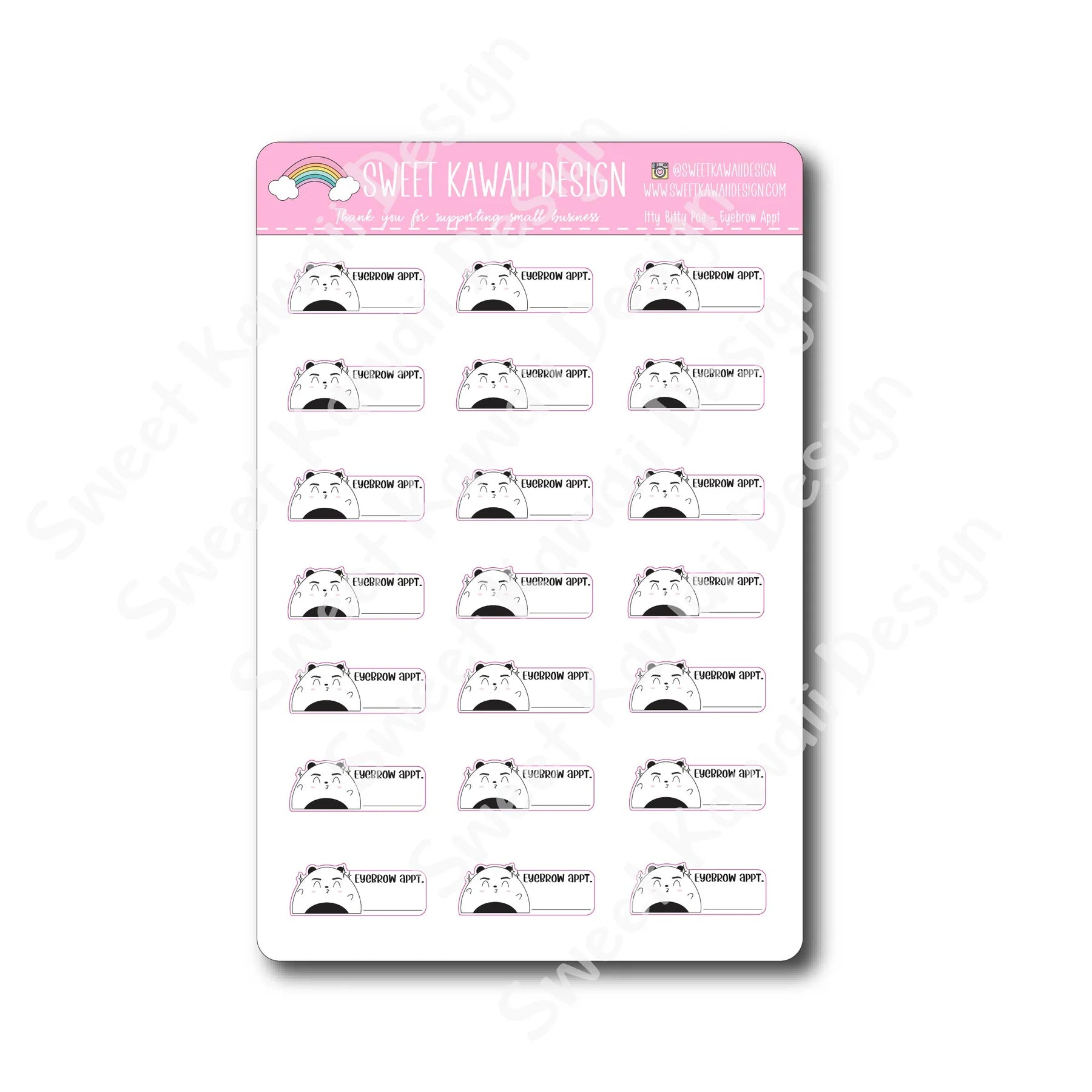 Kawaii Poe Stickers - Eyebrow Appt