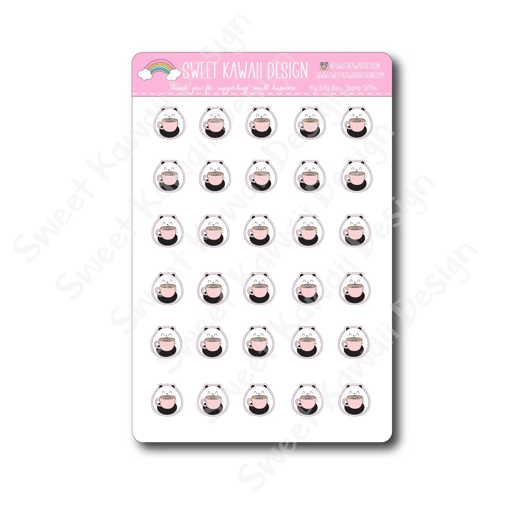 Kawaii Poe Stickers - Sipping Coffee