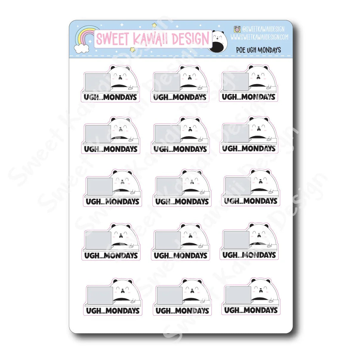 Kawaii Poe Stickers - Ugh Mondays