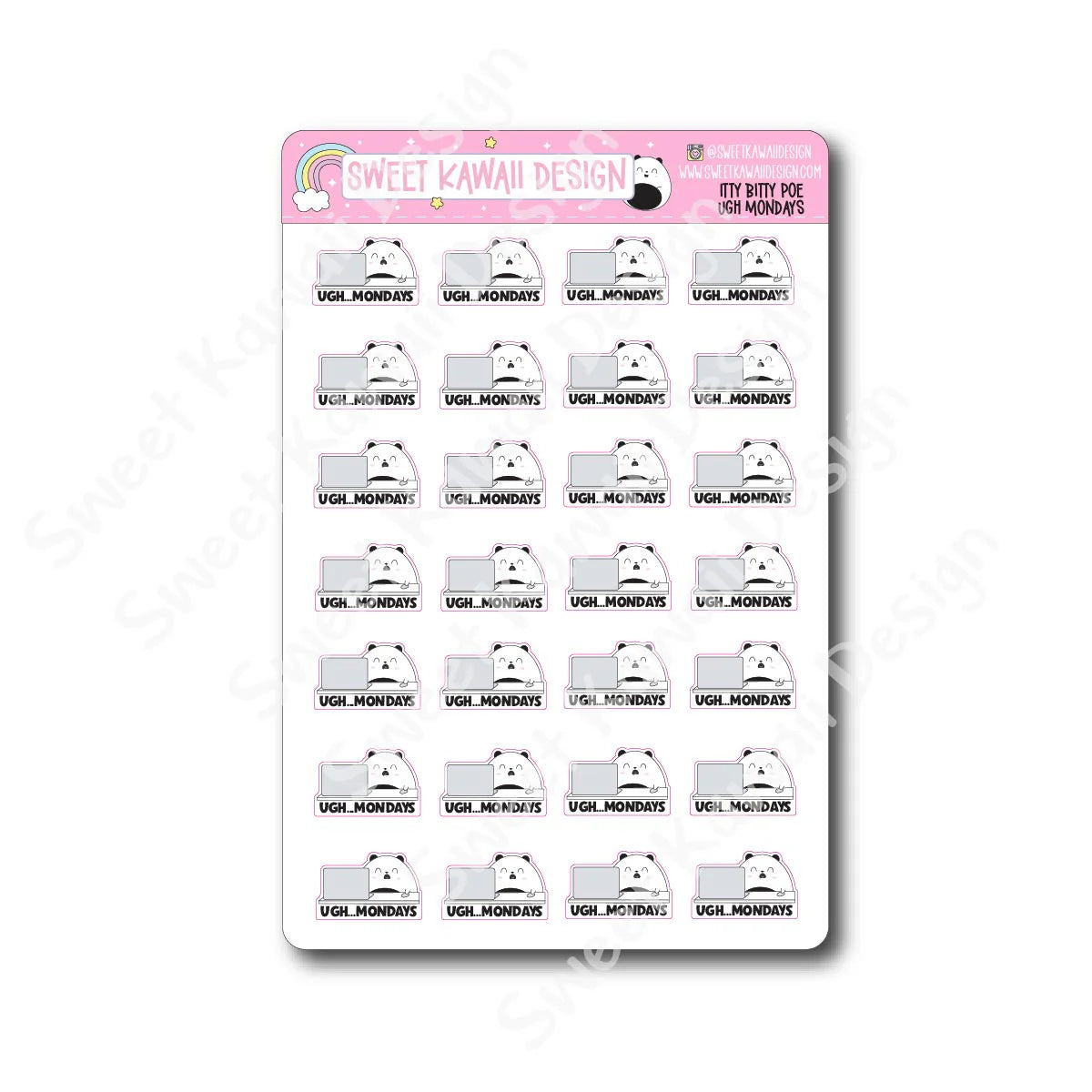 Kawaii Poe Stickers - Ugh Mondays