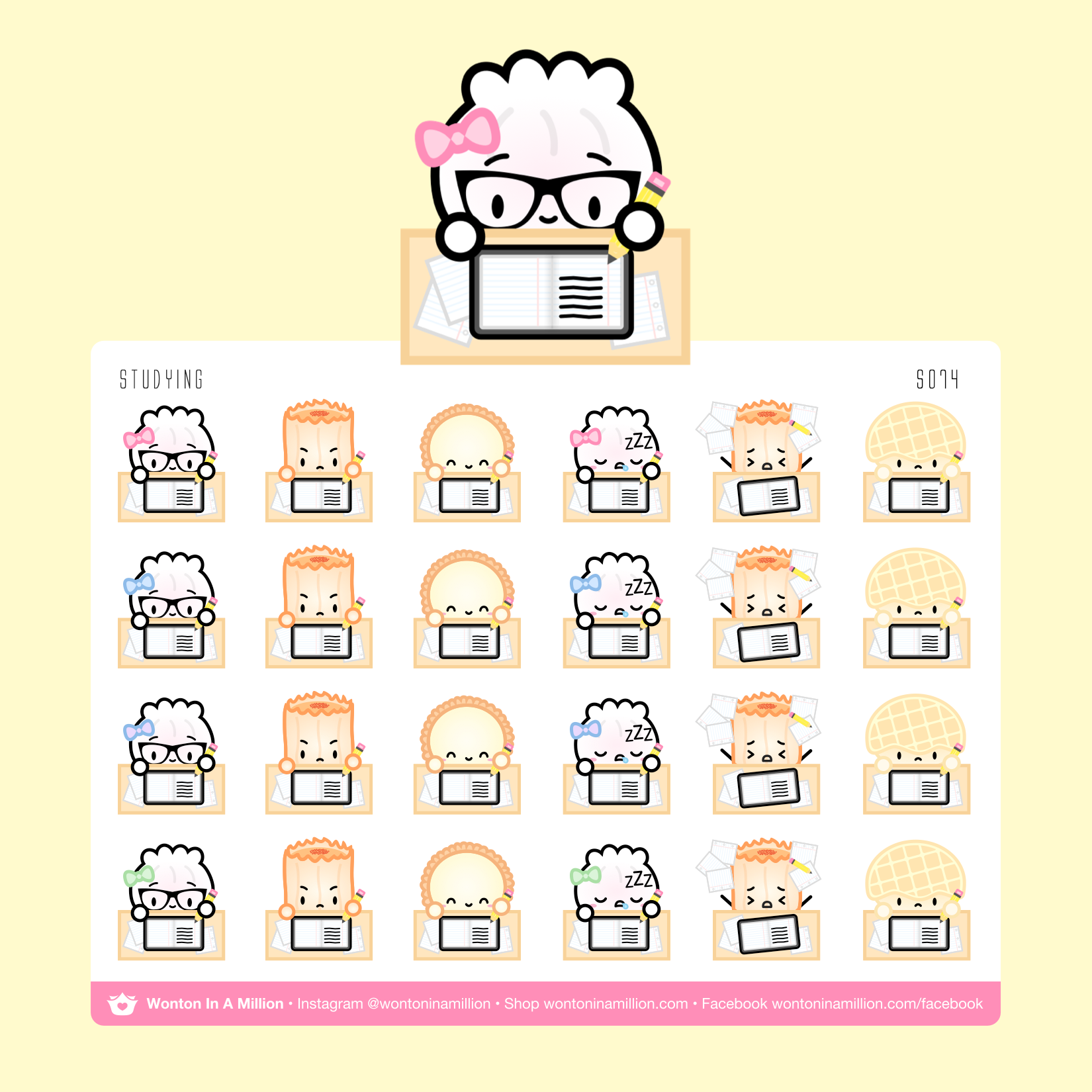 S074 | Back To School - Studying Stickers