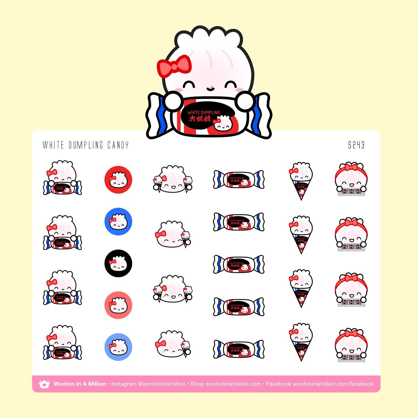 S243 | White Dumpling Candy Stickers