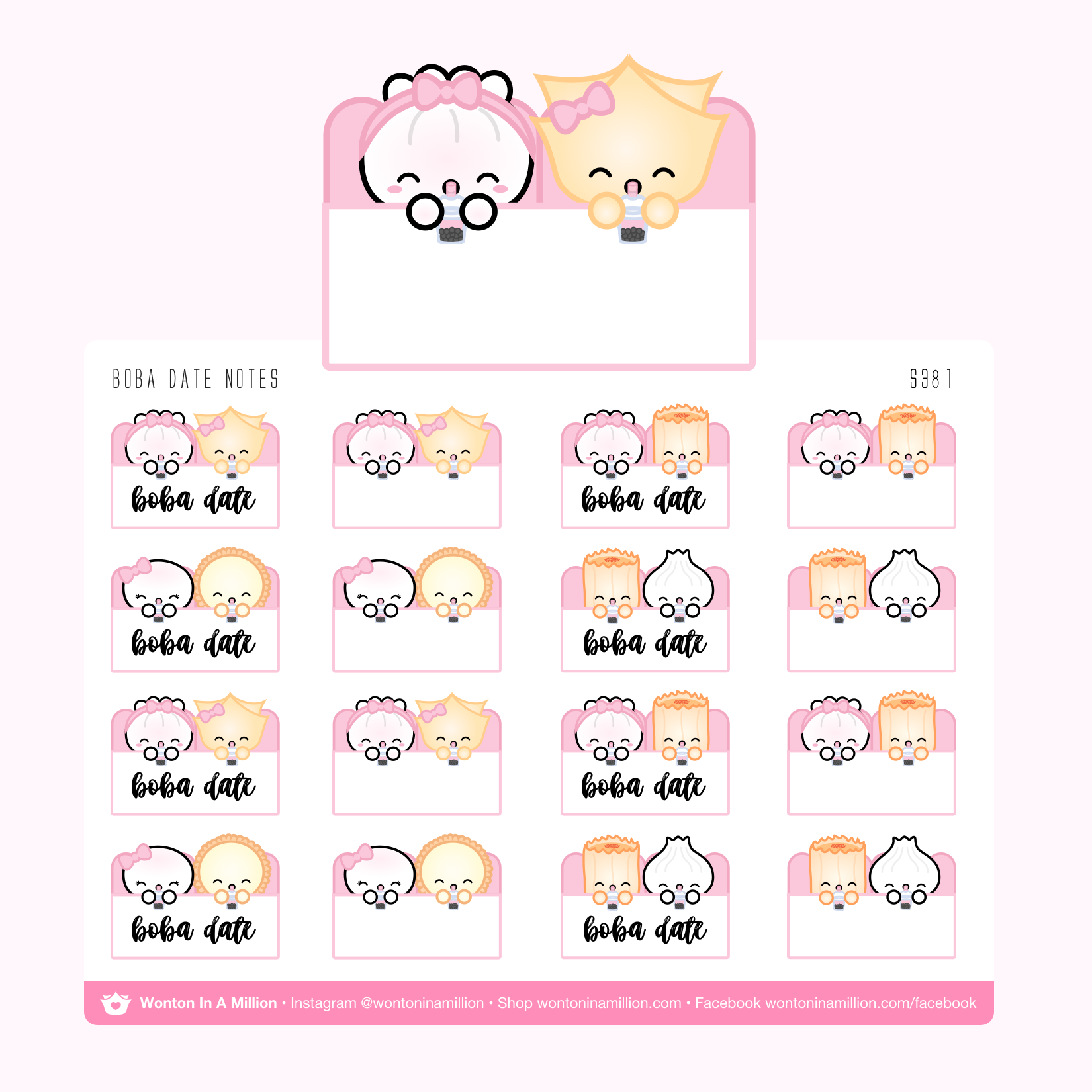 S381 | Boba Date Notes Stickers