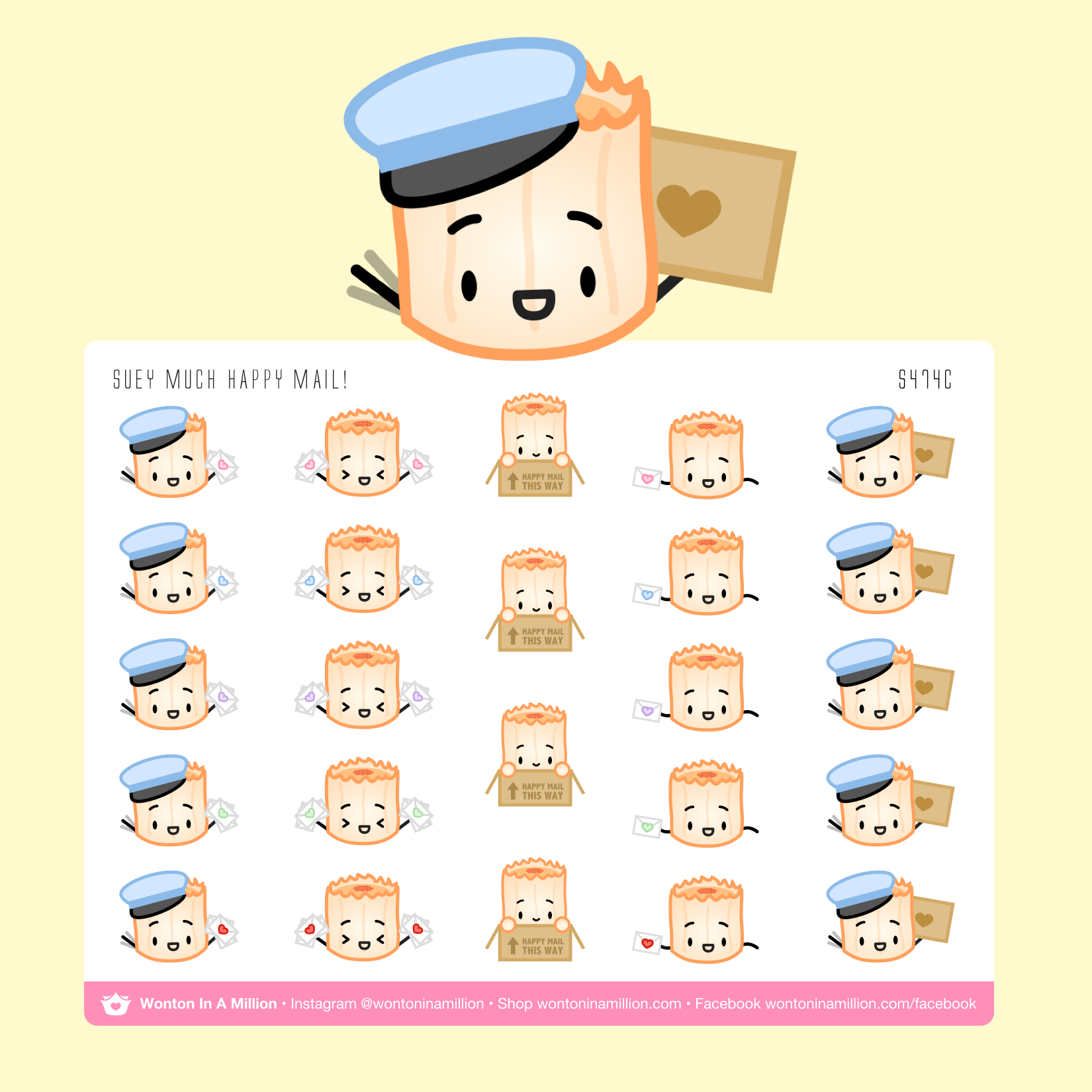S474c | Happy Mail Delivered By Suey Siumai Stickers