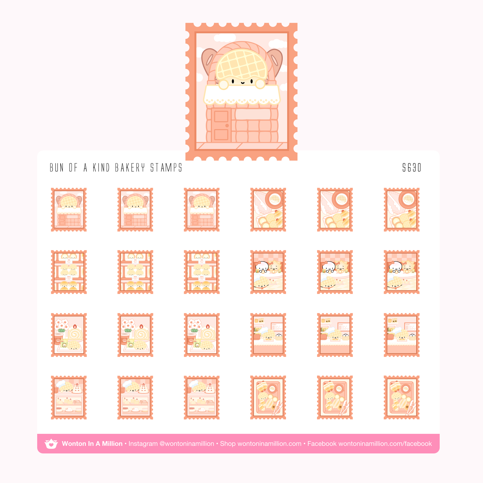 S630 | Bun of A Kind Bakery Stamps Planner Stickers