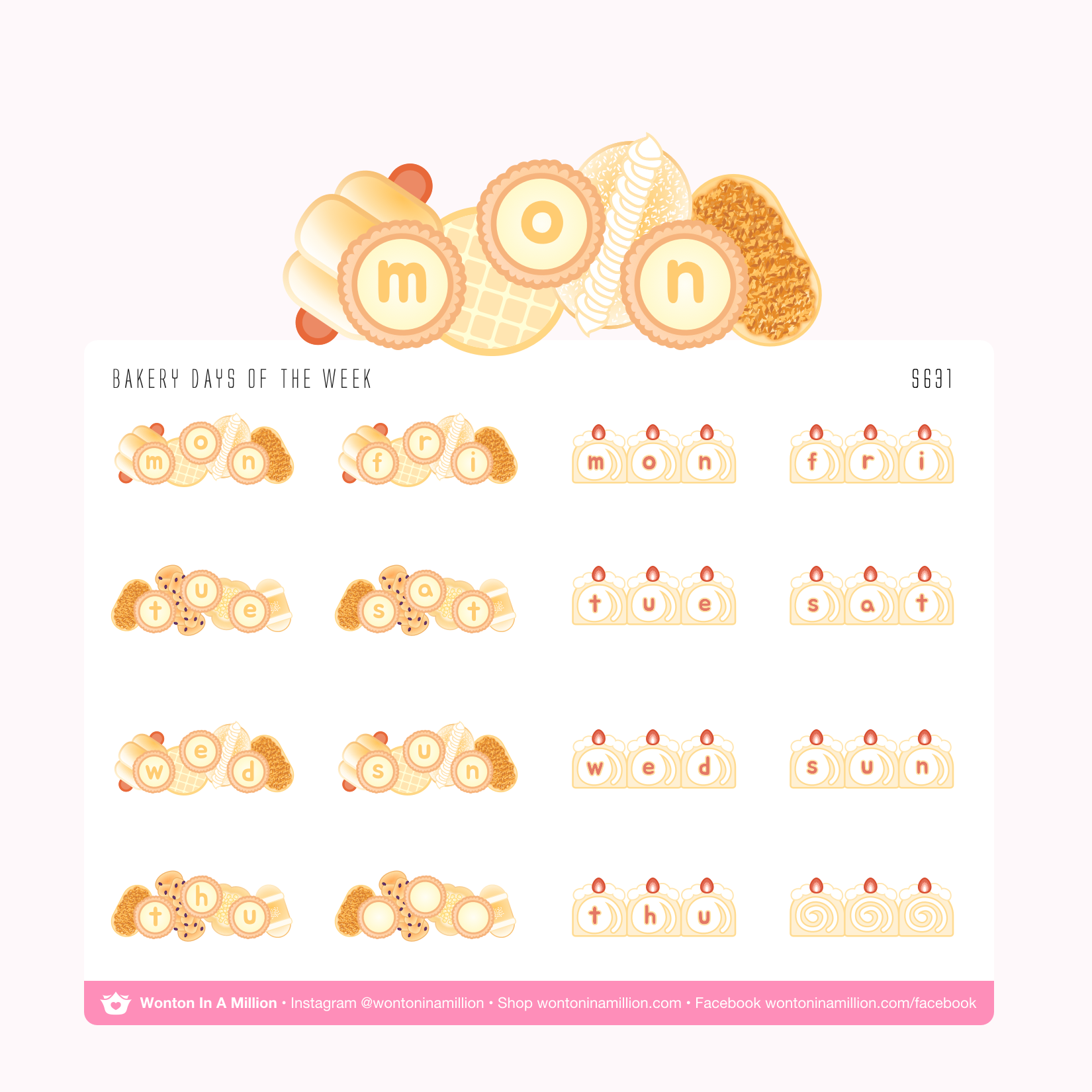 S631 | Bakery Days of the Week Planner Stickers