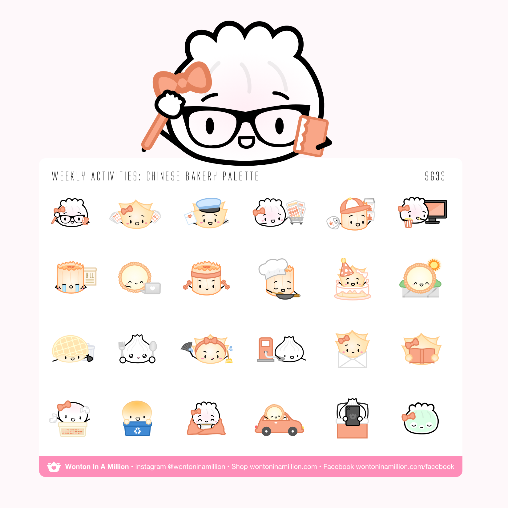 S633 | Weekly Activities: Chinese Bakery Palette Planner Stickers