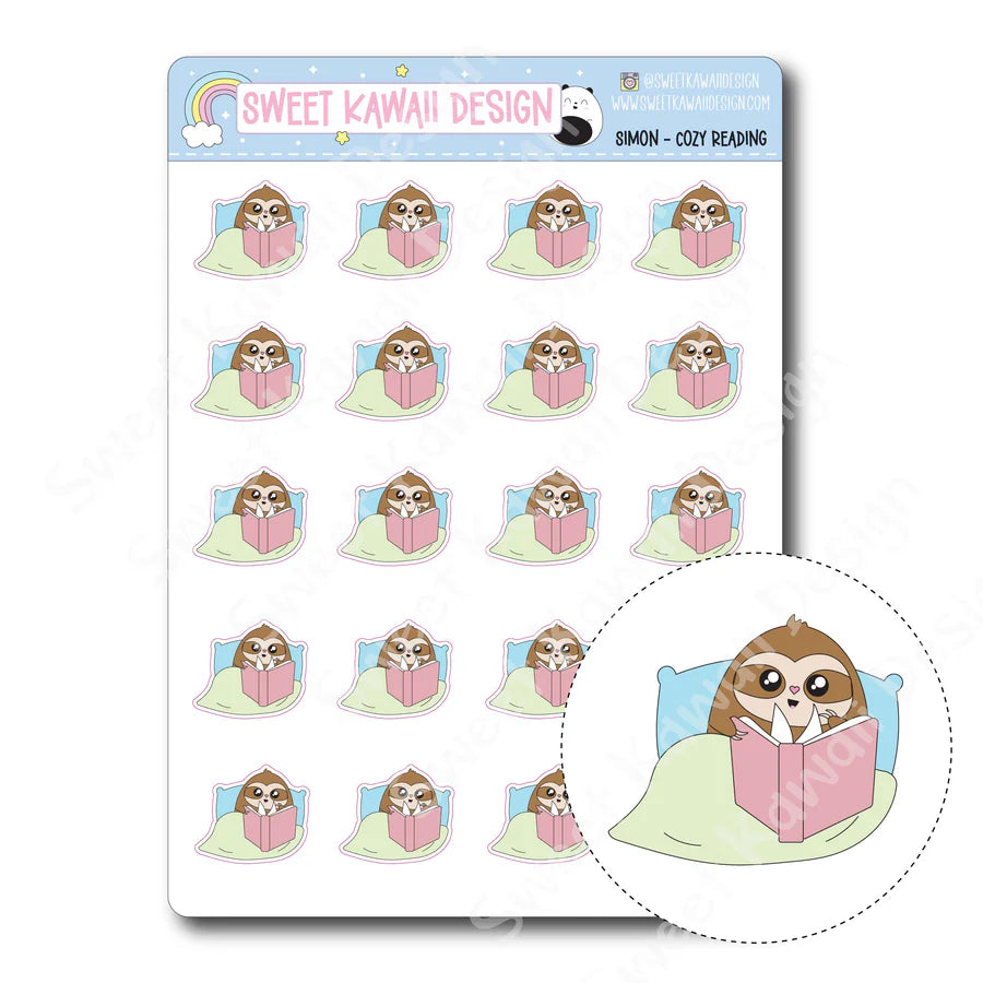 Kawaii Simon Stickers - Cozy Reading