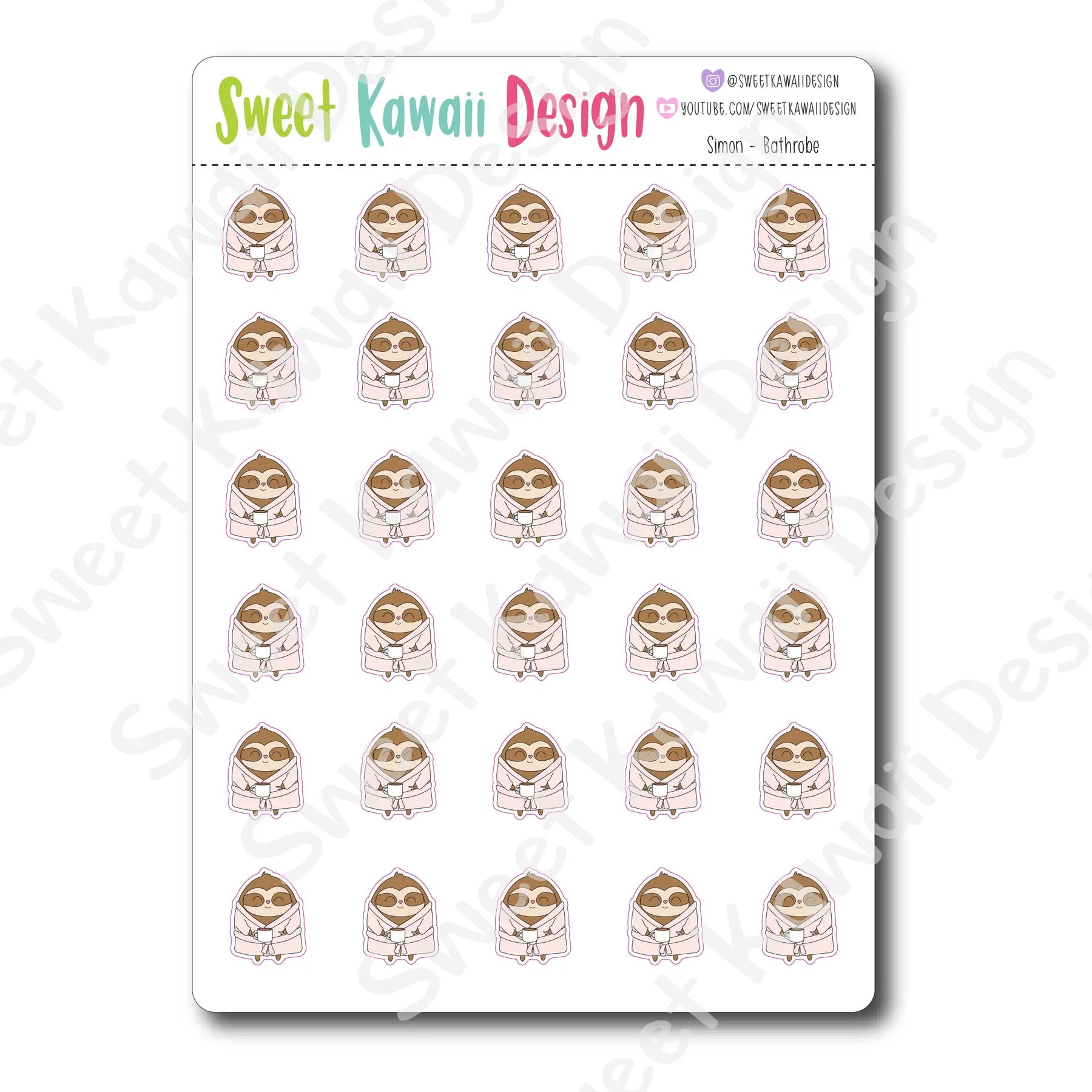 Kawaii Simon Bathrobe Stickers