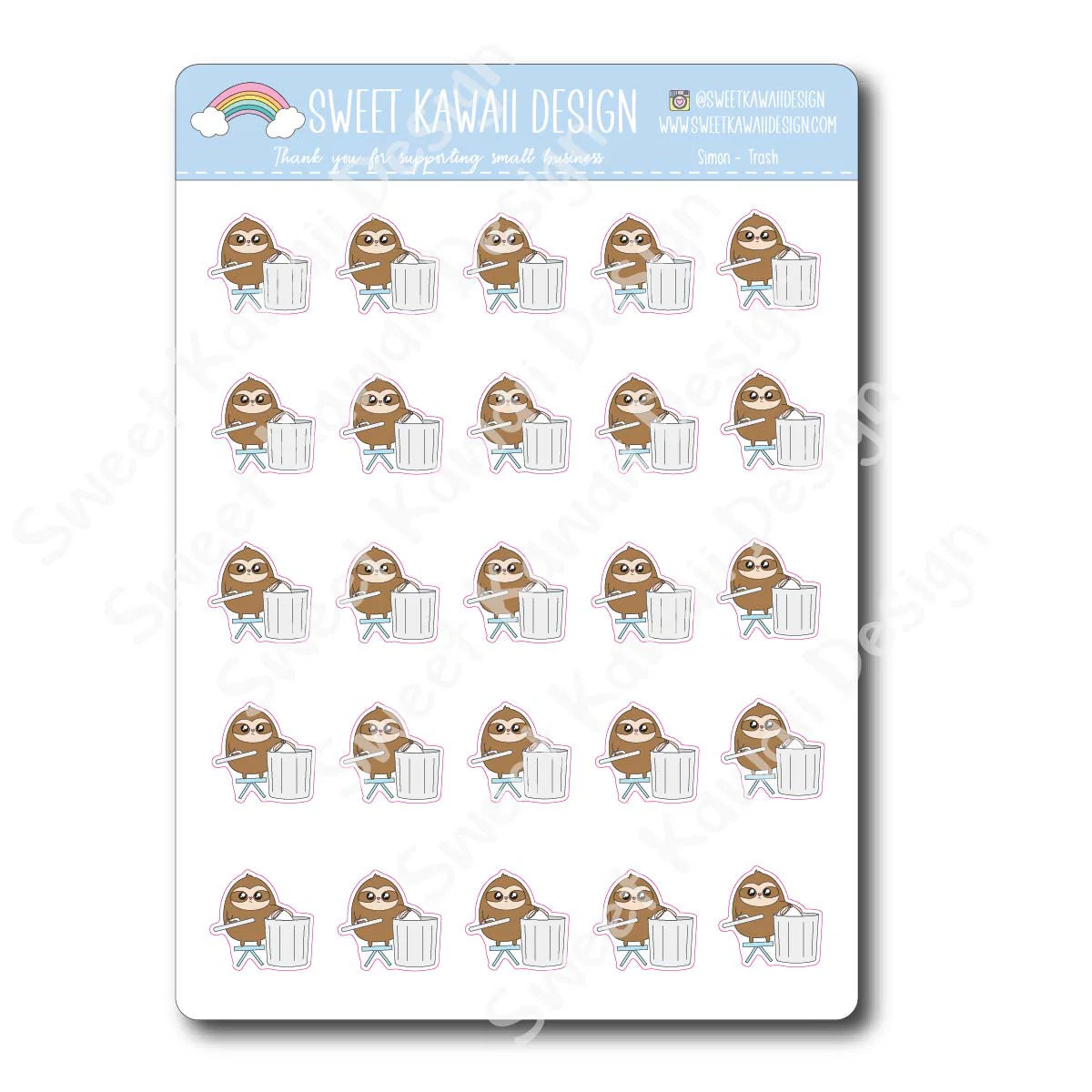 Kawaii Simon Stickers - Trash