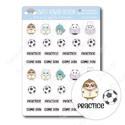 Kawaii Soccer Stickers - Games/Practice