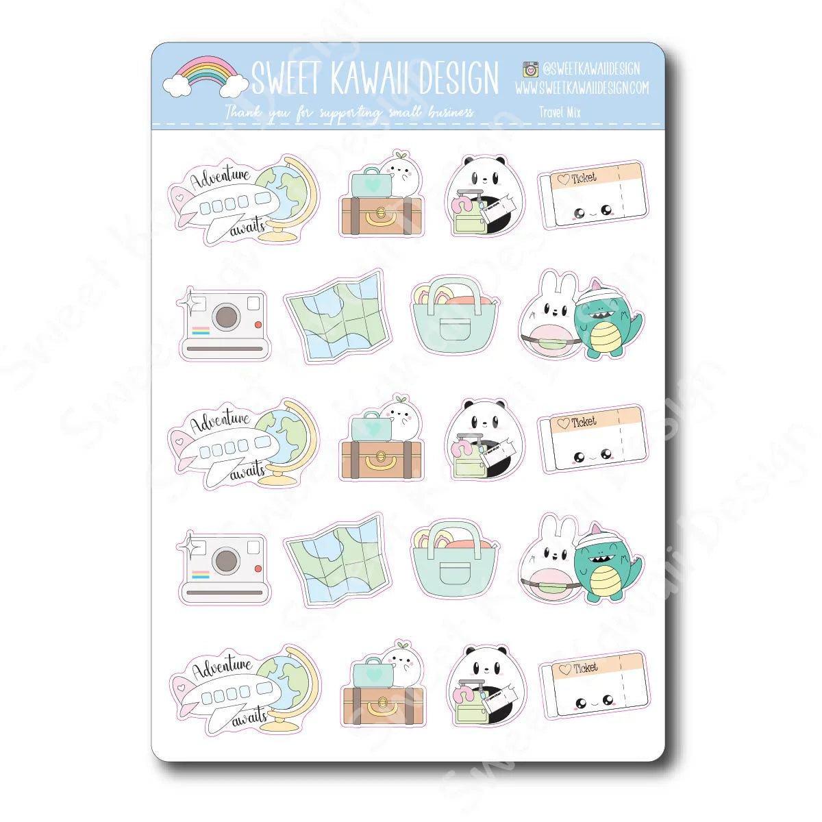 Kawaii Poe Stickers - Travel
