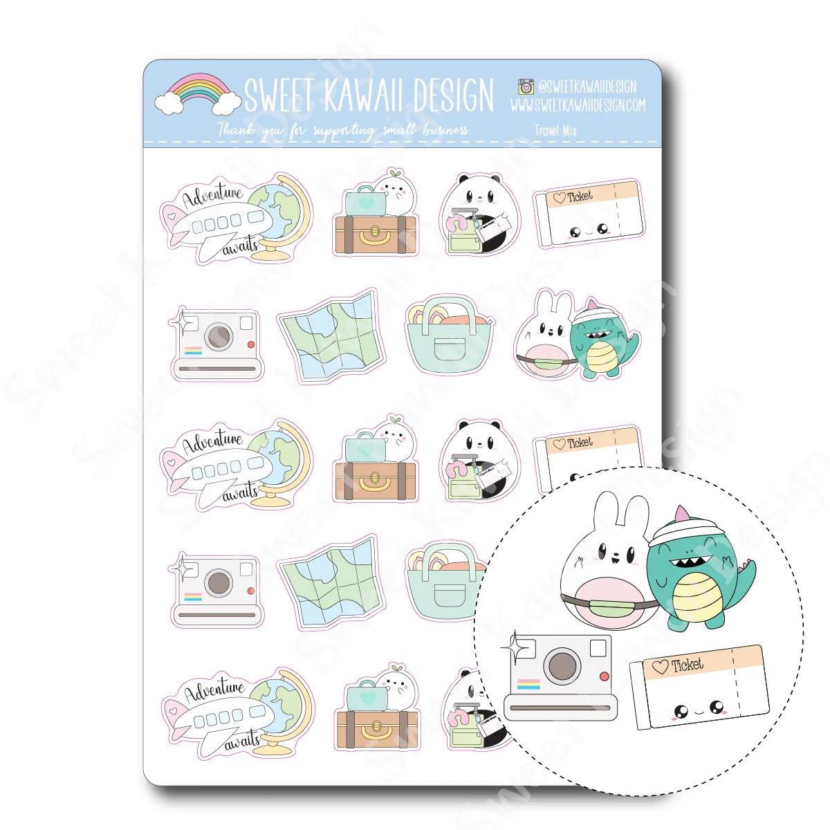 Kawaii Poe Stickers - Travel