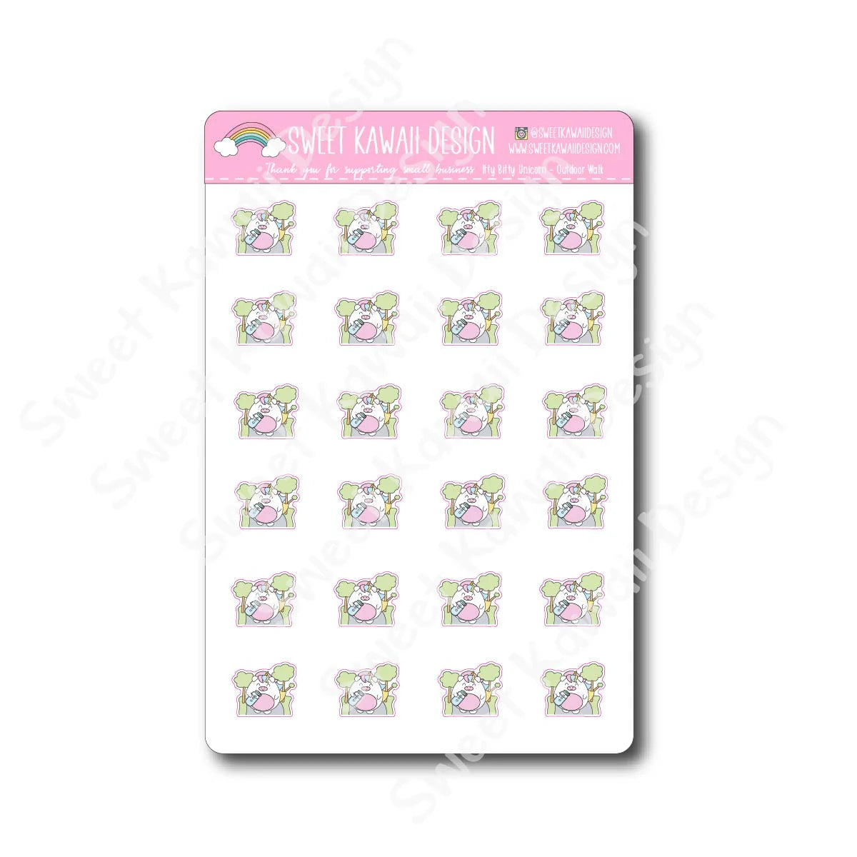 Kawaii Unicorn Stickers - Outdoor Walk