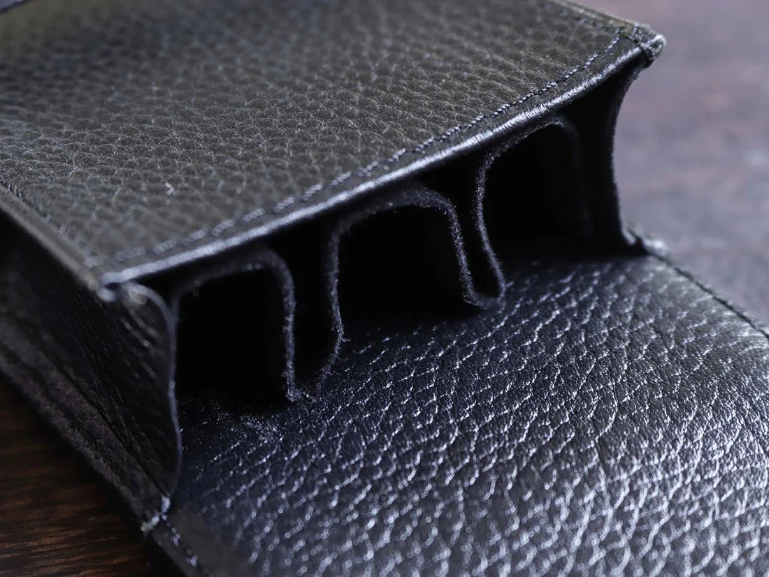 Terasaki Leather Pen Case - Black