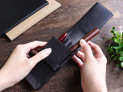 Terasaki Leather Pen Case - Black