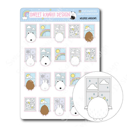 Kawaii Weather Window Stickers