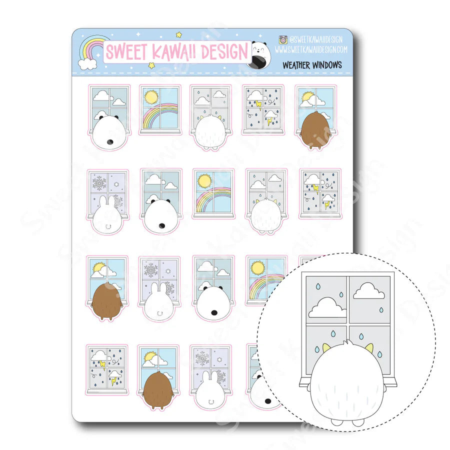 Kawaii Weather Window Stickers