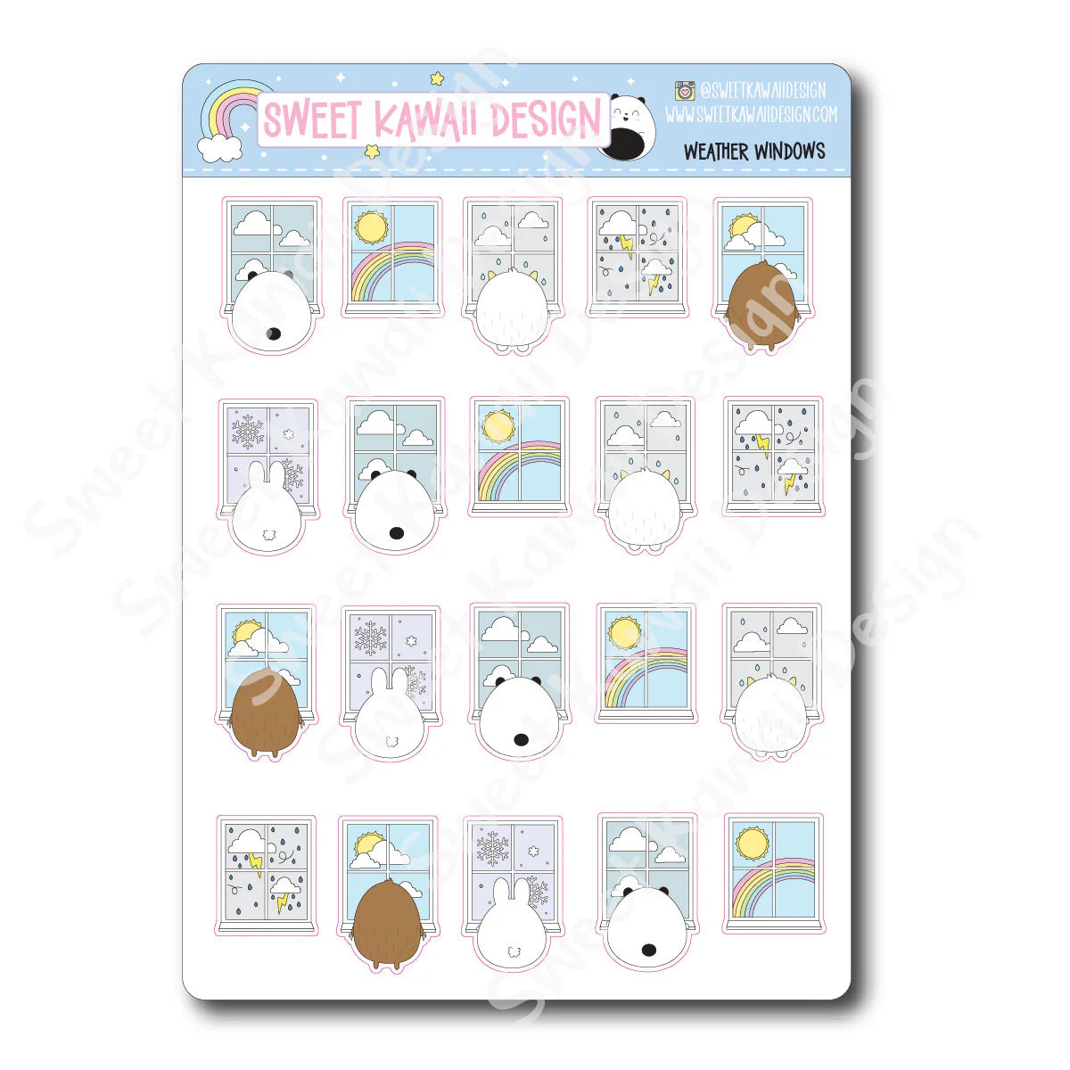 Kawaii Weather Window Stickers