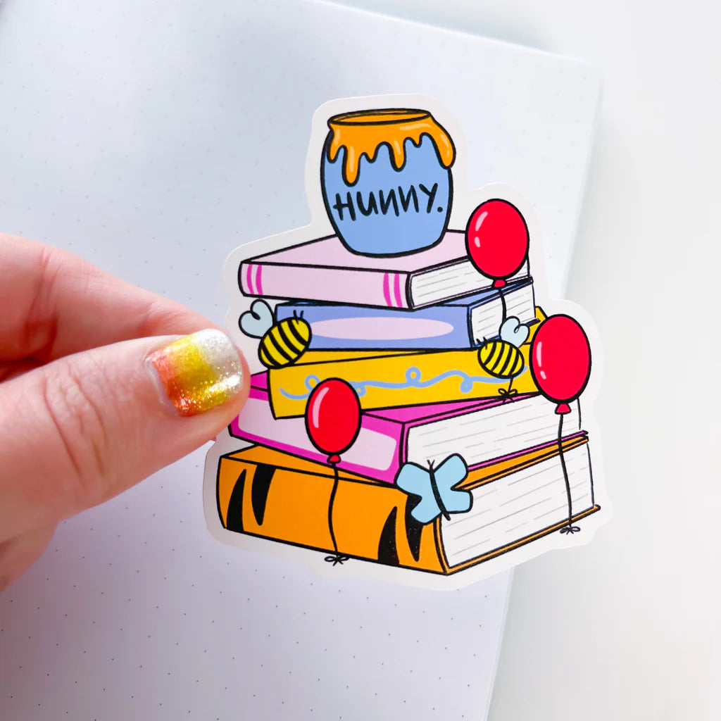 Winnie Book Stack Premium Vinyl Die Cut