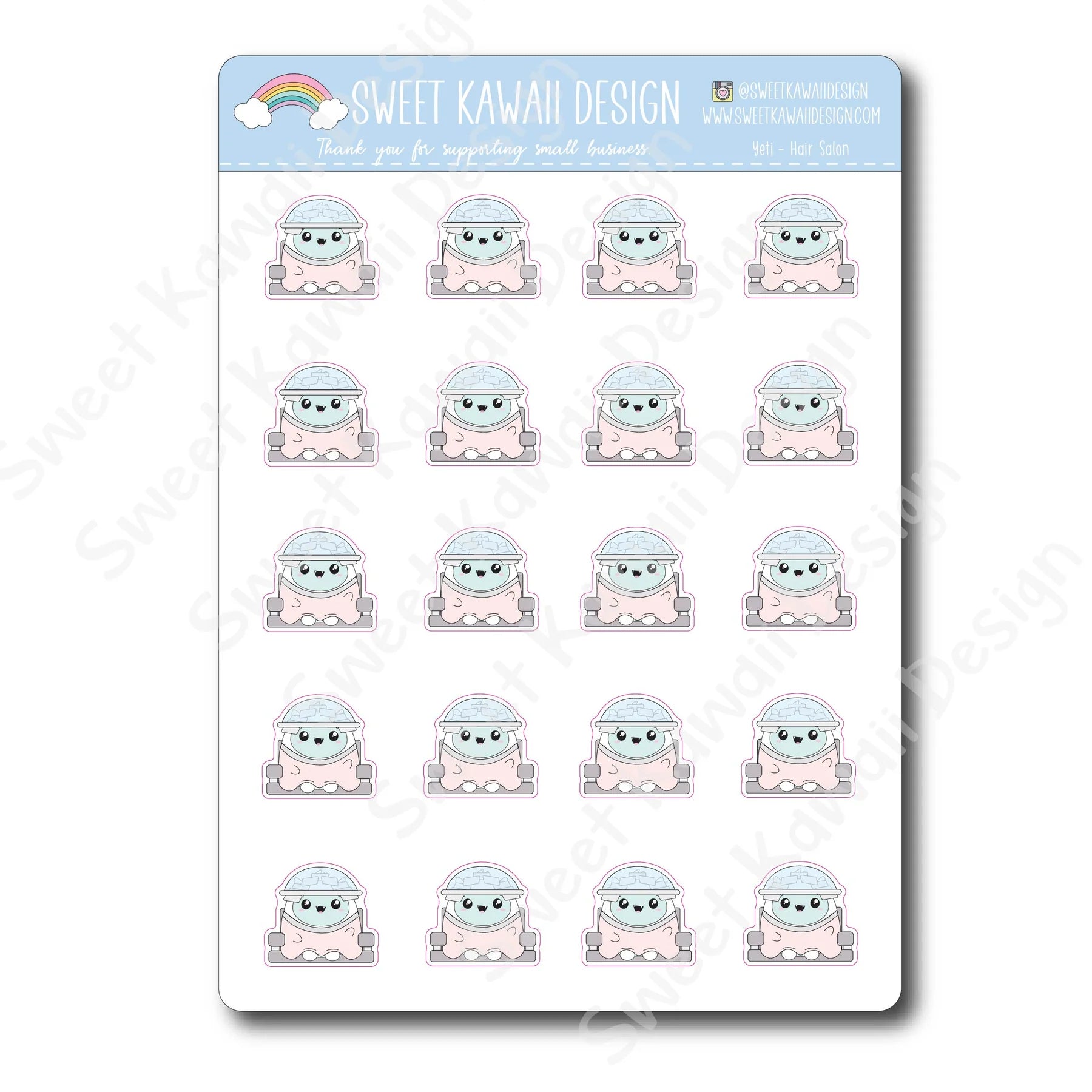 Kawaii Yeti Stickers - Hair Salon