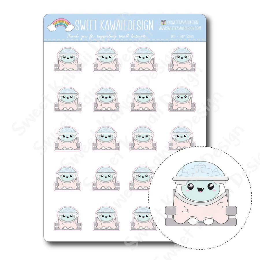Kawaii Yeti Stickers - Hair Salon