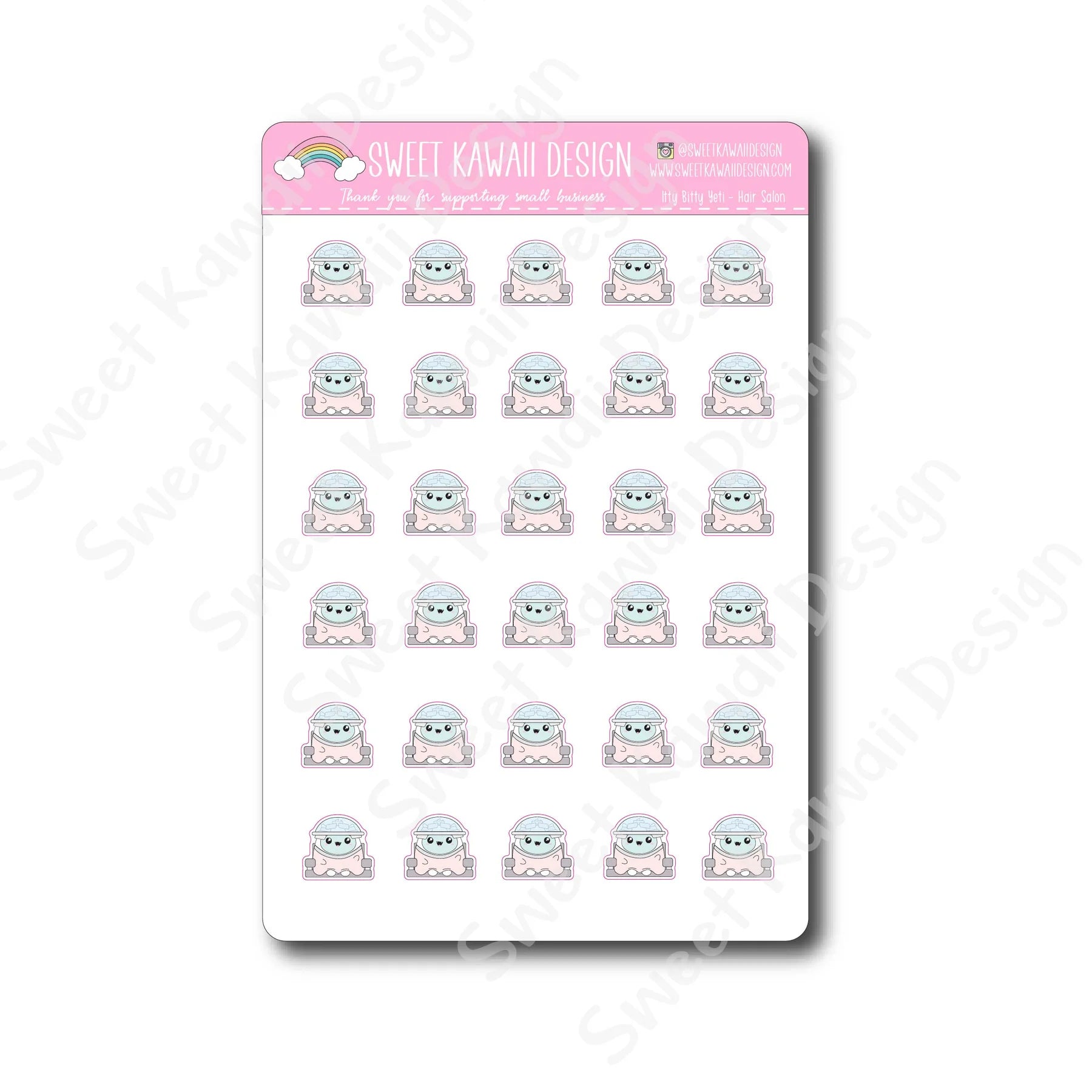 Kawaii Yeti Stickers - Hair Salon