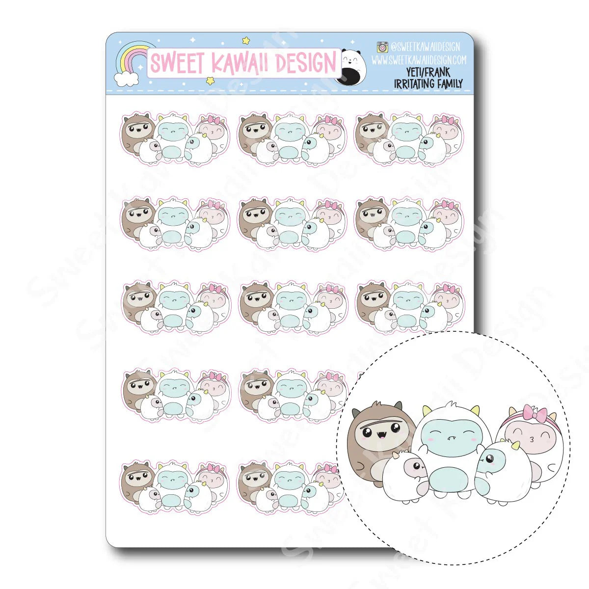 Kawaii Yeti (Frank) Stickers - Irritating Family