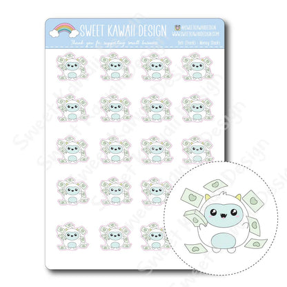 Kawaii Yeti Stickers - Money Stacks