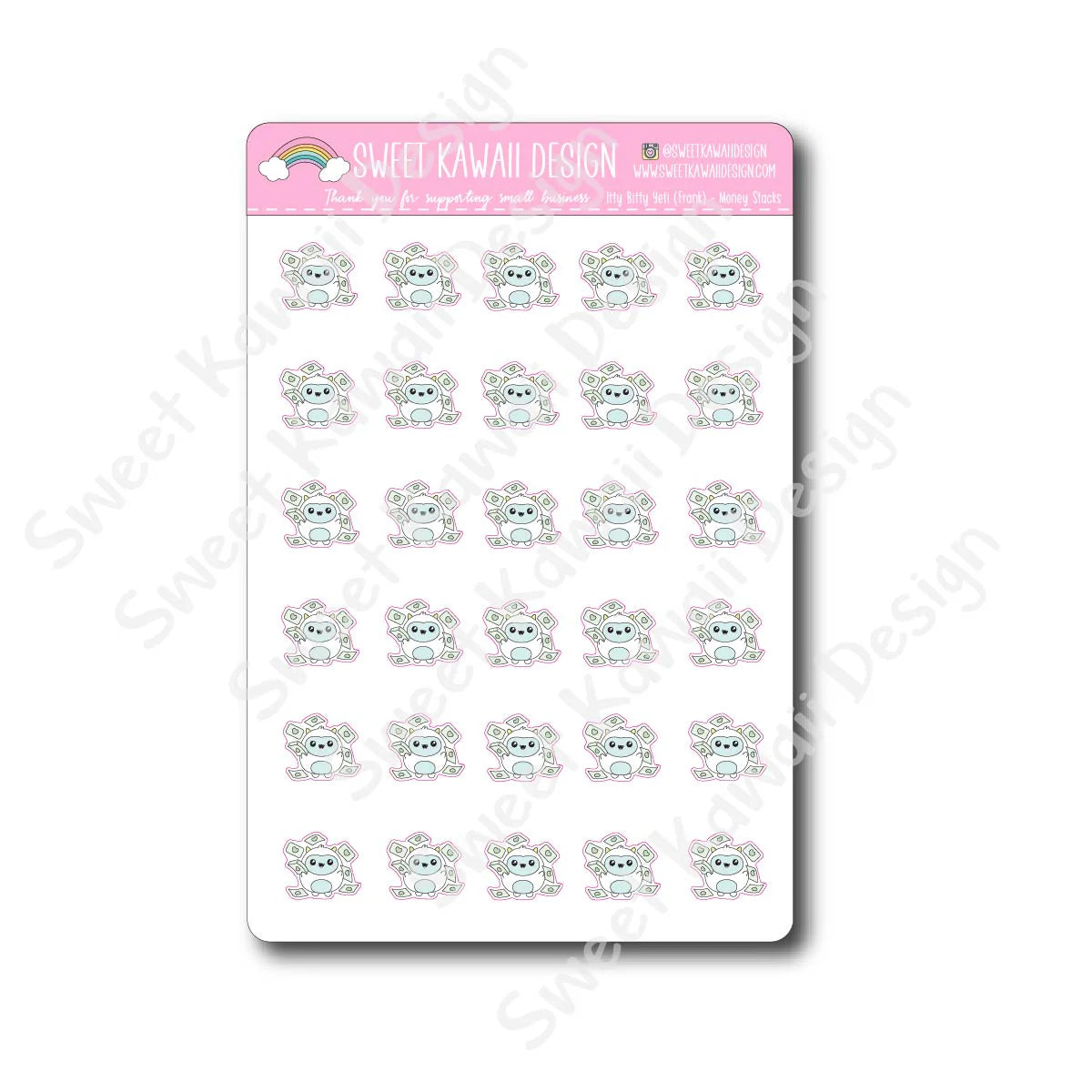 Kawaii Yeti Stickers - Money Stacks