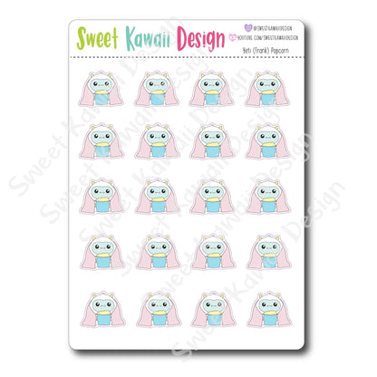 Kawaii Yeti Stickers - Popcorn