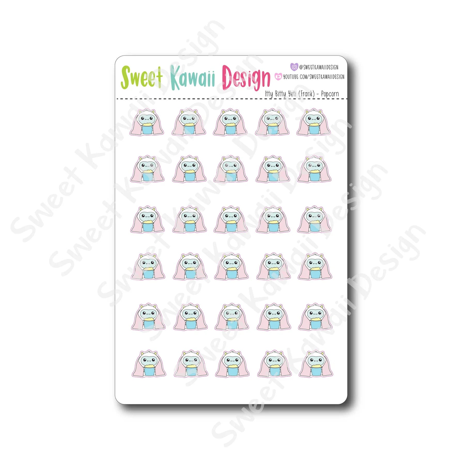 Kawaii Yeti Stickers - Popcorn