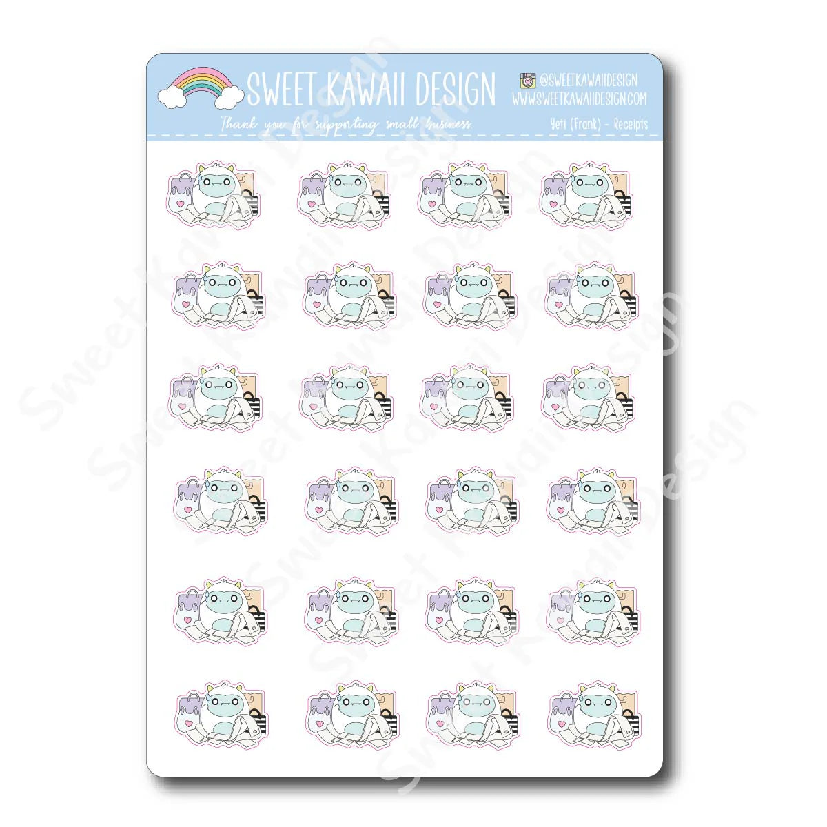 Kawaii Yeti Stickers - Receipts