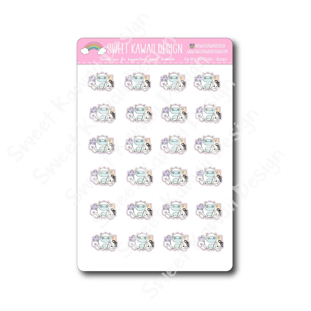 Kawaii Yeti Stickers - Receipts