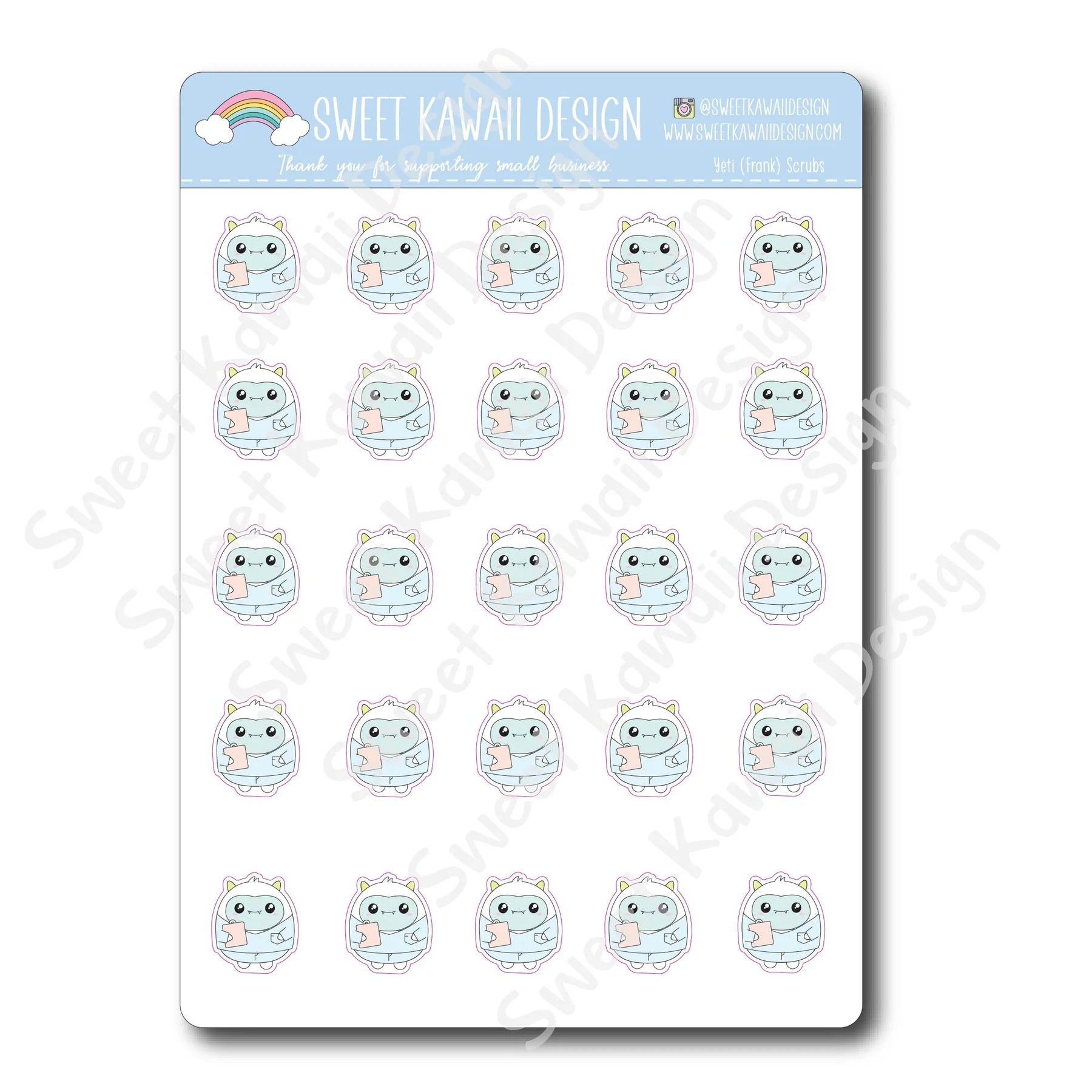 Kawaii Yeti Stickers - Scrubs