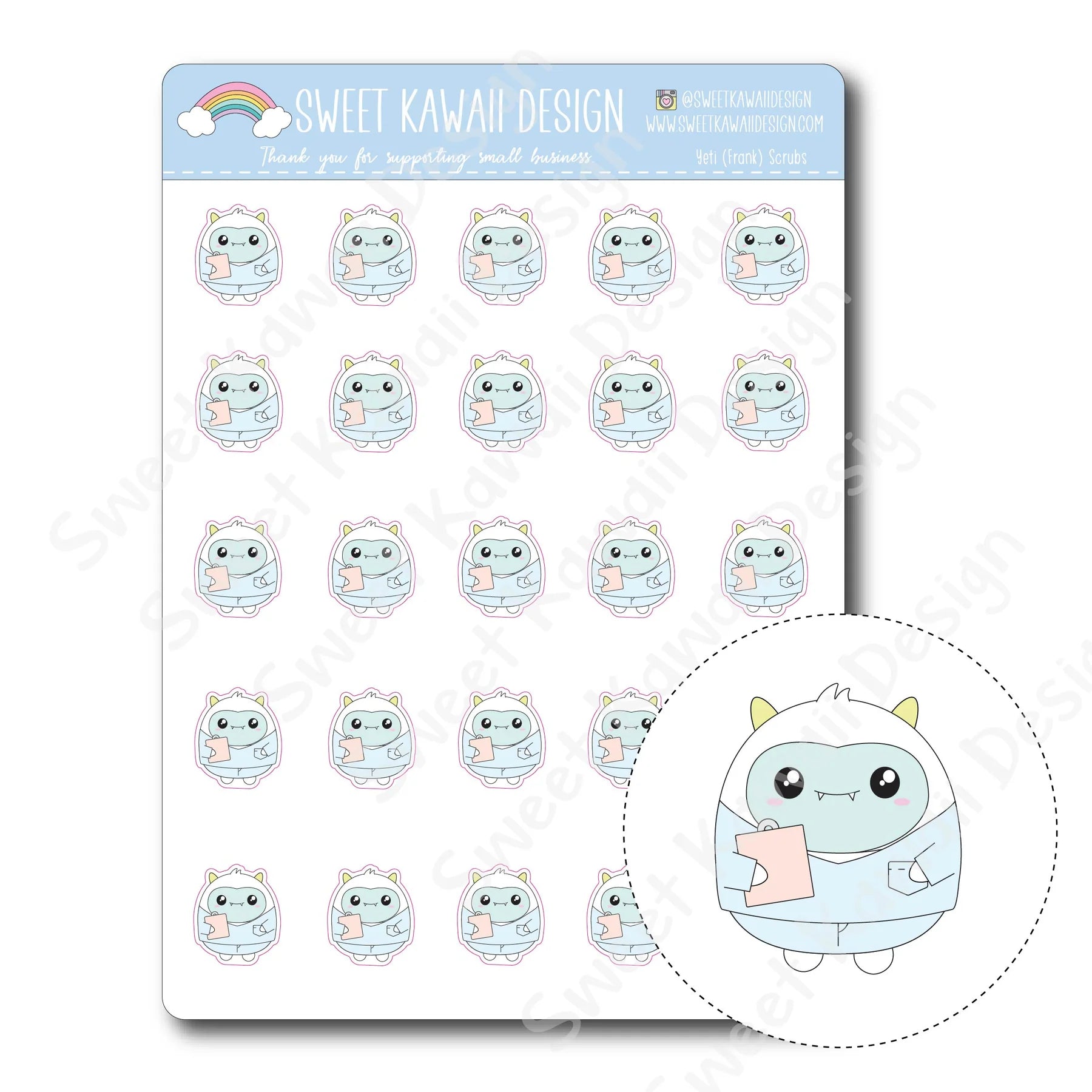 Kawaii Yeti Stickers - Scrubs