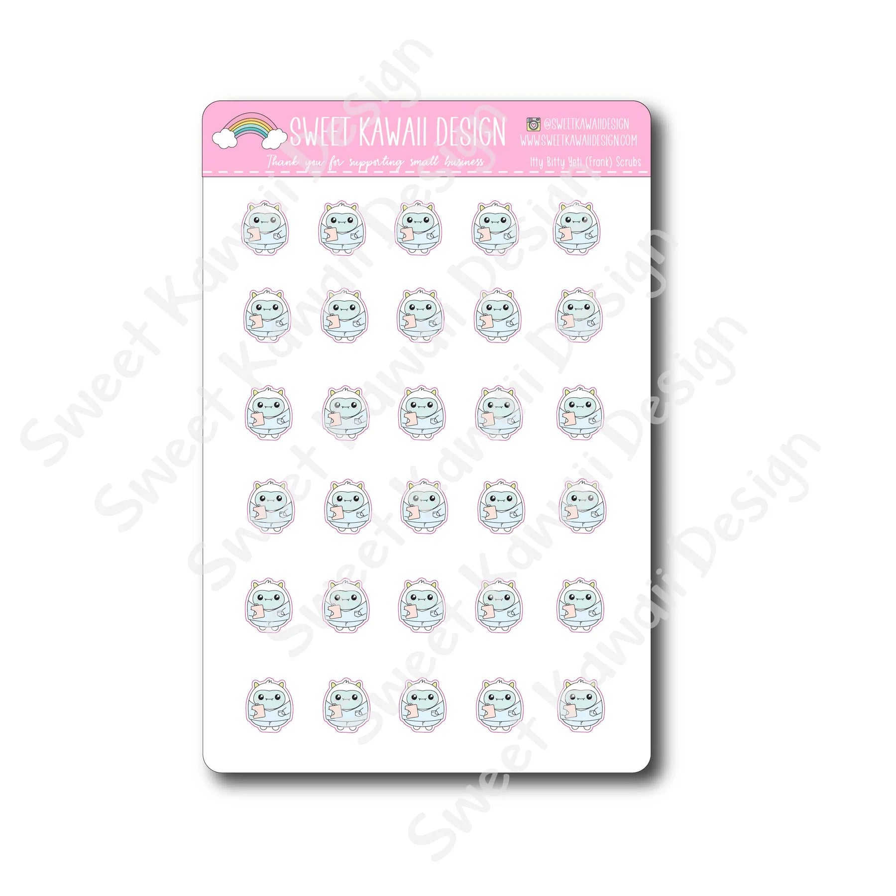 Kawaii Yeti Stickers - Scrubs