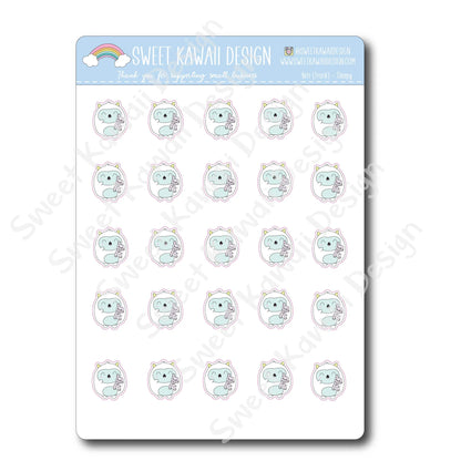 Kawaii Yeti (Frank) Stickers - Sleepy